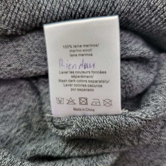 Sandro Paris Merino Wool V-Neck Sweater Size Small Gray Washable Preppy Classic - Picture 12 of 13